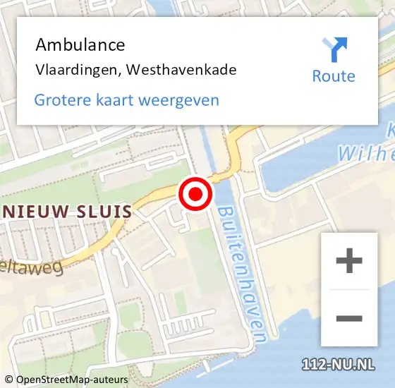 Locatie op kaart van de 112 melding: Ambulance Vlaardingen, Westhavenkade op 9 maart 2024 07:43