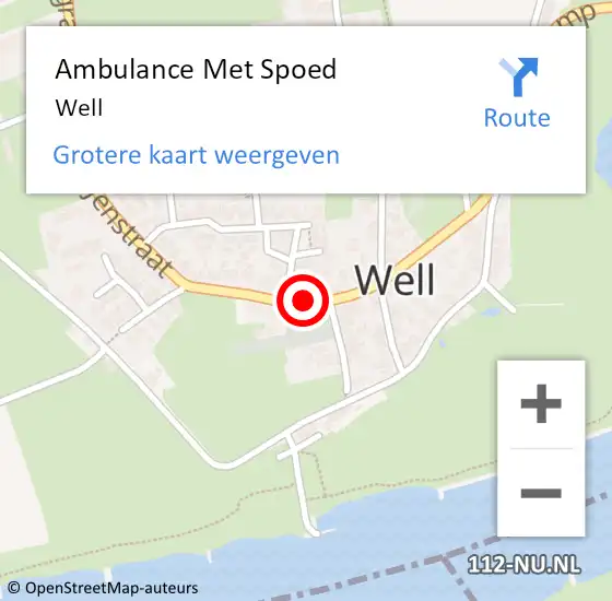 Locatie op kaart van de 112 melding: Ambulance Met Spoed Naar Well op 9 maart 2024 08:44