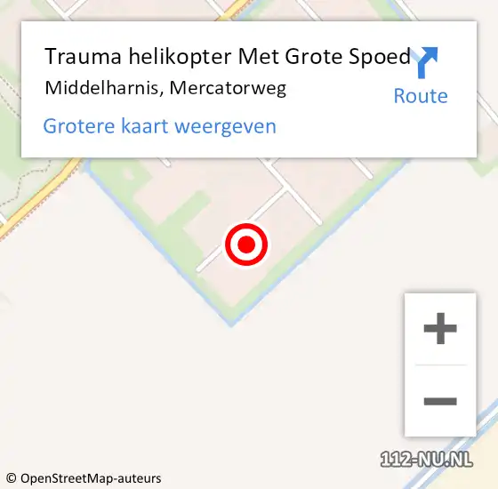 Locatie op kaart van de 112 melding: Trauma helikopter Met Grote Spoed Naar Middelharnis, Mercatorweg op 9 maart 2024 08:50