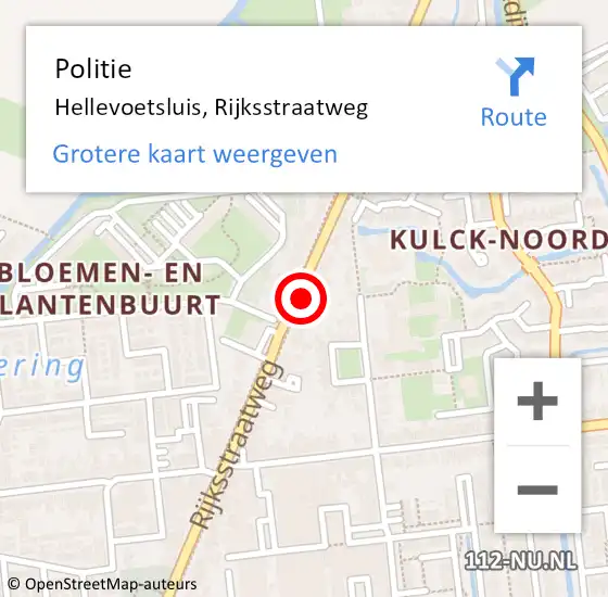 Locatie op kaart van de 112 melding: Politie Hellevoetsluis, Rijksstraatweg op 9 maart 2024 09:30