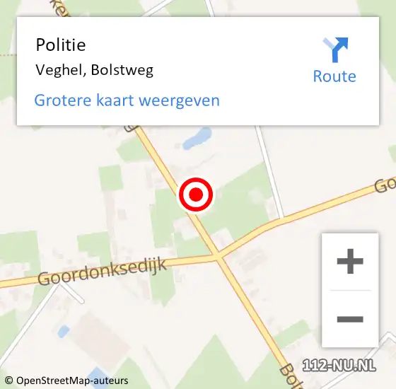 Locatie op kaart van de 112 melding: Politie Veghel, Bolstweg op 9 maart 2024 09:57
