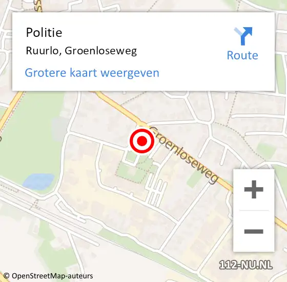 Locatie op kaart van de 112 melding: Politie Ruurlo, Groenloseweg op 9 maart 2024 10:11