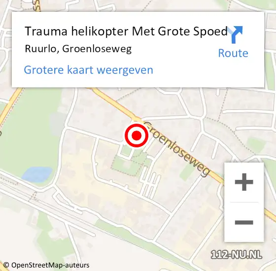 Locatie op kaart van de 112 melding: Trauma helikopter Met Grote Spoed Naar Ruurlo, Groenloseweg op 9 maart 2024 10:15