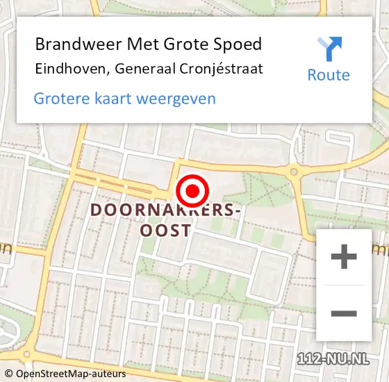Locatie op kaart van de 112 melding: Brandweer Met Grote Spoed Naar Eindhoven, Generaal Cronjéstraat op 9 maart 2024 10:47