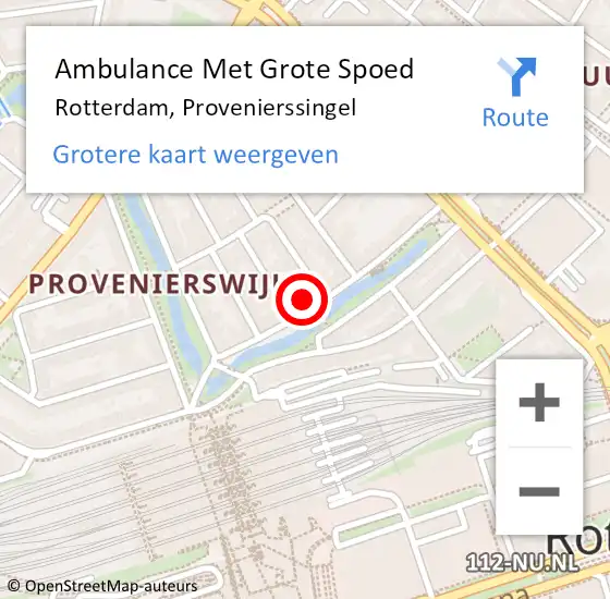 Locatie op kaart van de 112 melding: Ambulance Met Grote Spoed Naar Rotterdam, Provenierssingel op 9 maart 2024 10:50