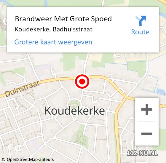 Locatie op kaart van de 112 melding: Brandweer Met Grote Spoed Naar Koudekerke, Badhuisstraat op 9 maart 2024 11:14