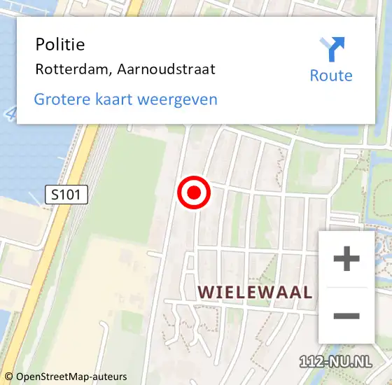 Locatie op kaart van de 112 melding: Politie Rotterdam, Aarnoudstraat op 9 maart 2024 11:17