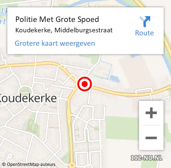 Locatie op kaart van de 112 melding: Politie Met Grote Spoed Naar Koudekerke, Middelburgsestraat op 9 maart 2024 11:20