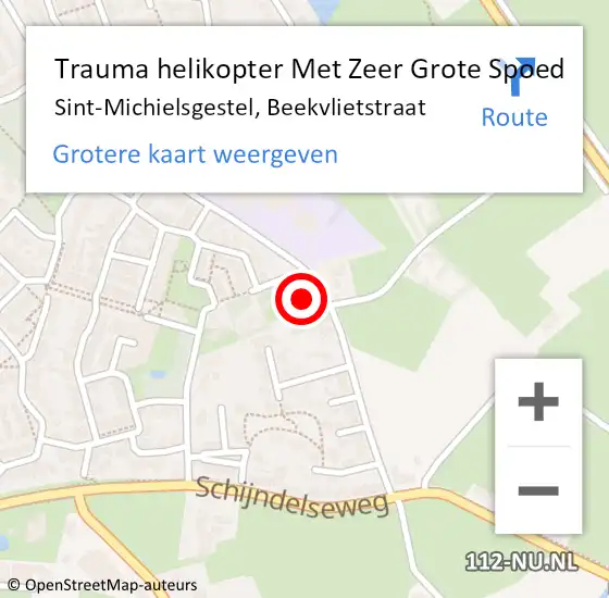 Locatie op kaart van de 112 melding: Trauma helikopter Met Zeer Grote Spoed Naar Sint-Michielsgestel, Beekvlietstraat op 9 maart 2024 11:42