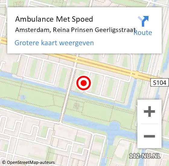 Locatie op kaart van de 112 melding: Ambulance Met Spoed Naar Amsterdam, Reina Prinsen Geerligsstraat op 9 maart 2024 11:46