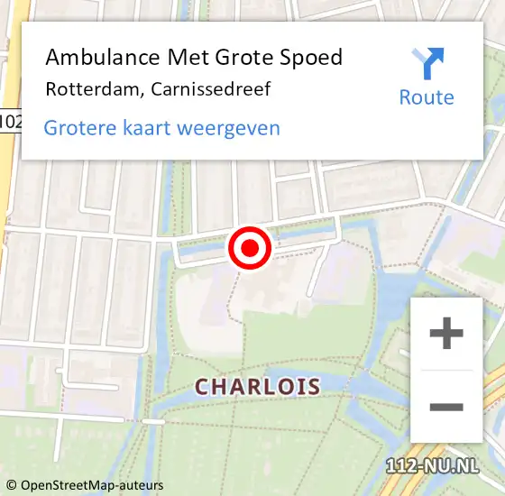 Locatie op kaart van de 112 melding: Ambulance Met Grote Spoed Naar Rotterdam, Carnissedreef op 9 maart 2024 12:04