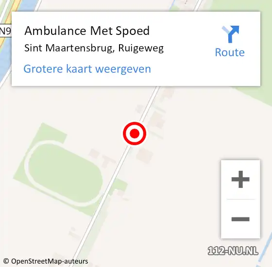Locatie op kaart van de 112 melding: Ambulance Met Spoed Naar Sint Maartensbrug, Ruigeweg op 9 maart 2024 12:06