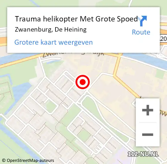 Locatie op kaart van de 112 melding: Trauma helikopter Met Grote Spoed Naar Zwanenburg, De Heining op 9 maart 2024 12:13