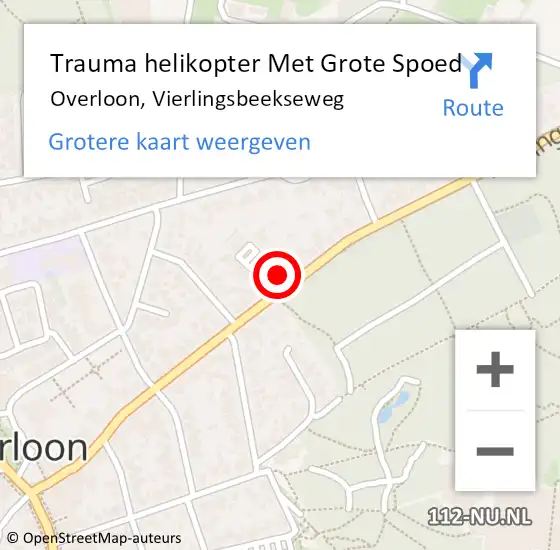 Locatie op kaart van de 112 melding: Trauma helikopter Met Grote Spoed Naar Overloon, Vierlingsbeekseweg op 9 maart 2024 12:25