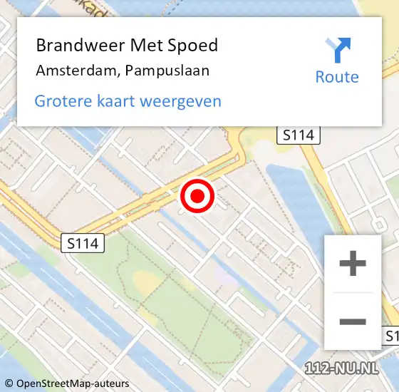Locatie op kaart van de 112 melding: Brandweer Met Spoed Naar Amsterdam, Pampuslaan op 9 maart 2024 13:27