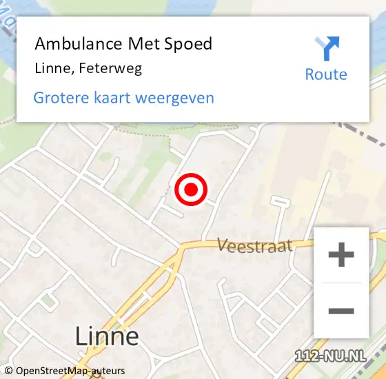 Locatie op kaart van de 112 melding: Ambulance Met Spoed Naar Linne, Feterweg op 9 maart 2024 13:48