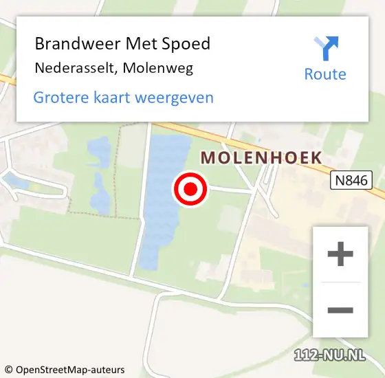 Locatie op kaart van de 112 melding: Brandweer Met Spoed Naar Nederasselt, Molenweg op 9 maart 2024 14:01