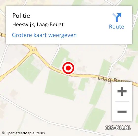 Locatie op kaart van de 112 melding: Politie Heeswijk, Laag-Beugt op 9 maart 2024 14:27