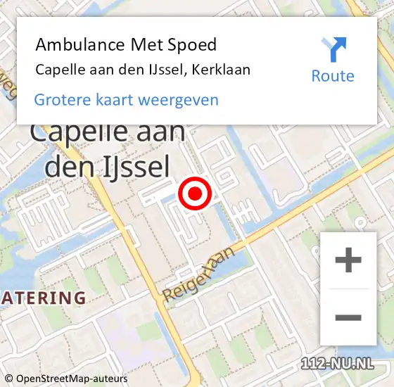 Locatie op kaart van de 112 melding: Ambulance Met Spoed Naar Capelle aan den IJssel, Kerklaan op 9 maart 2024 14:31