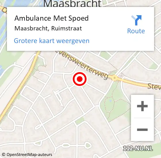 Locatie op kaart van de 112 melding: Ambulance Met Spoed Naar Maasbracht, Ruimstraat op 9 maart 2024 14:41