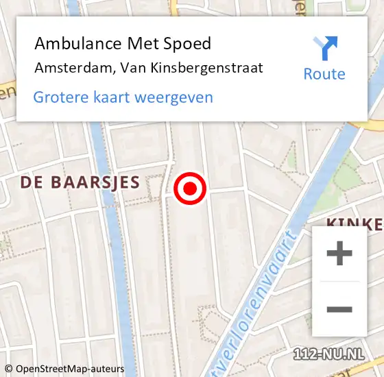 Locatie op kaart van de 112 melding: Ambulance Met Spoed Naar Amsterdam, Van Kinsbergenstraat op 9 maart 2024 15:17
