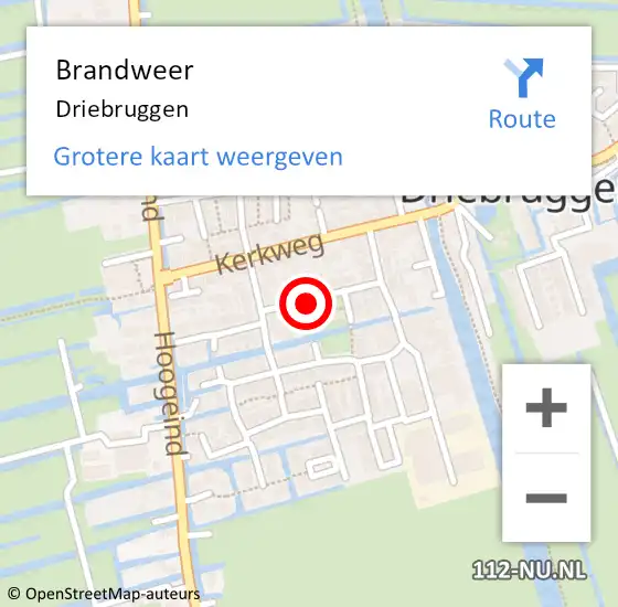 Locatie op kaart van de 112 melding: Brandweer Driebruggen op 9 maart 2024 15:21