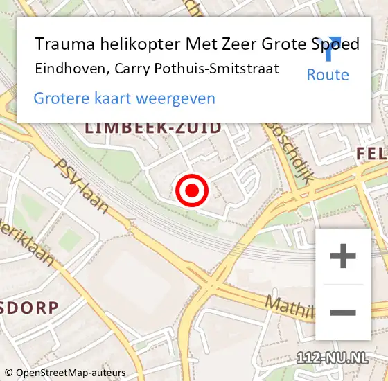 Locatie op kaart van de 112 melding: Trauma helikopter Met Zeer Grote Spoed Naar Eindhoven, Carry Pothuis-Smitstraat op 9 maart 2024 15:31