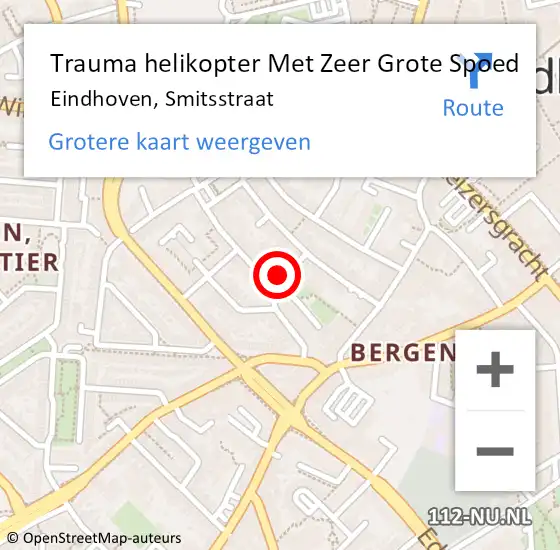 Locatie op kaart van de 112 melding: Trauma helikopter Met Zeer Grote Spoed Naar Eindhoven, Smitsstraat op 9 maart 2024 15:34