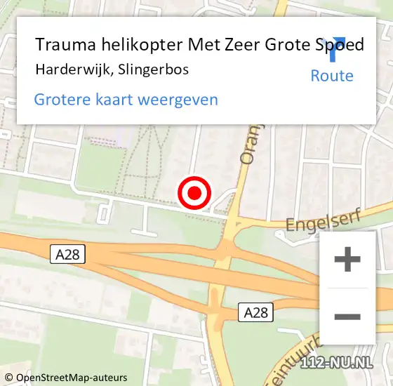 Locatie op kaart van de 112 melding: Trauma helikopter Met Zeer Grote Spoed Naar Harderwijk, Slingerbos op 9 maart 2024 16:05