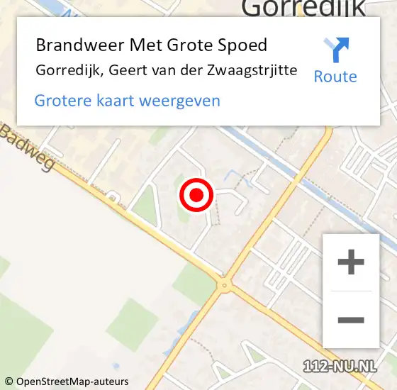 Locatie op kaart van de 112 melding: Brandweer Met Grote Spoed Naar Gorredijk, Geert van der Zwaagstrjitte op 9 maart 2024 16:16