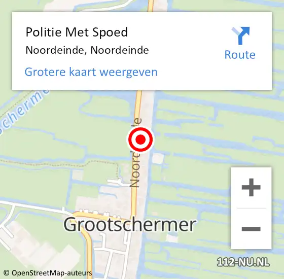 Locatie op kaart van de 112 melding: Politie Met Spoed Naar Noordeinde, Noordeinde op 9 maart 2024 16:19
