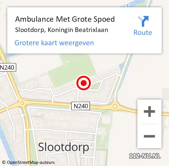 Locatie op kaart van de 112 melding: Ambulance Met Grote Spoed Naar Slootdorp, Koningin Beatrixlaan op 9 maart 2024 16:32
