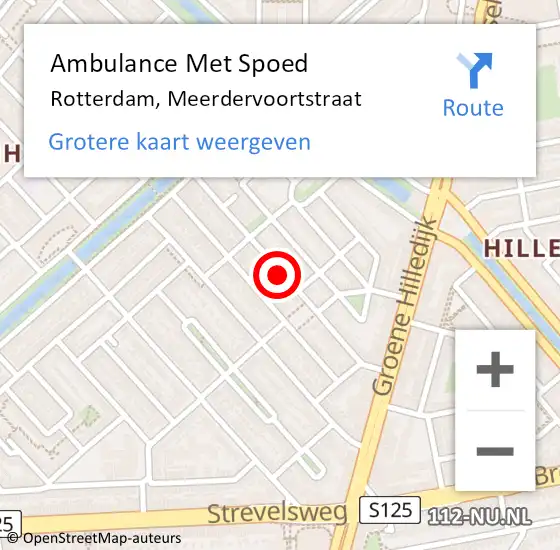 Locatie op kaart van de 112 melding: Ambulance Met Spoed Naar Rotterdam, Meerdervoortstraat op 9 maart 2024 16:33