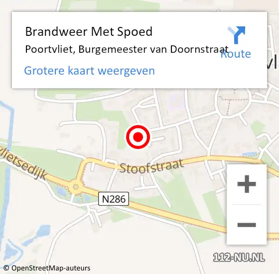 Locatie op kaart van de 112 melding: Brandweer Met Spoed Naar Poortvliet, Burgemeester van Doornstraat op 9 maart 2024 16:55
