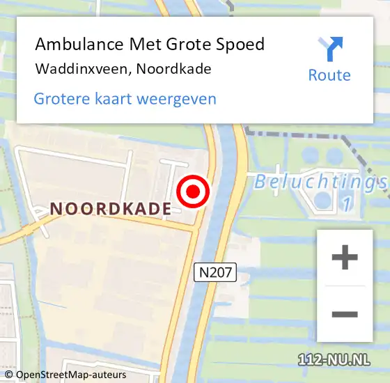 Locatie op kaart van de 112 melding: Ambulance Met Grote Spoed Naar Waddinxveen, Noordkade op 9 maart 2024 17:17