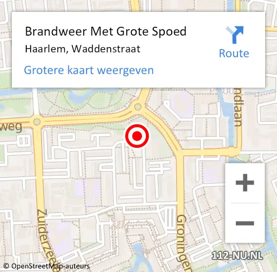 Locatie op kaart van de 112 melding: Brandweer Met Grote Spoed Naar Haarlem, Waddenstraat op 9 maart 2024 17:20
