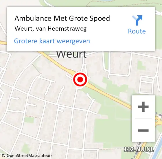 Locatie op kaart van de 112 melding: Ambulance Met Grote Spoed Naar Weurt op 9 maart 2024 17:21