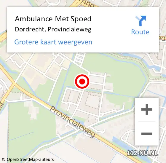 Locatie op kaart van de 112 melding: Ambulance Met Spoed Naar Dordrecht, Provincialeweg op 9 maart 2024 17:29