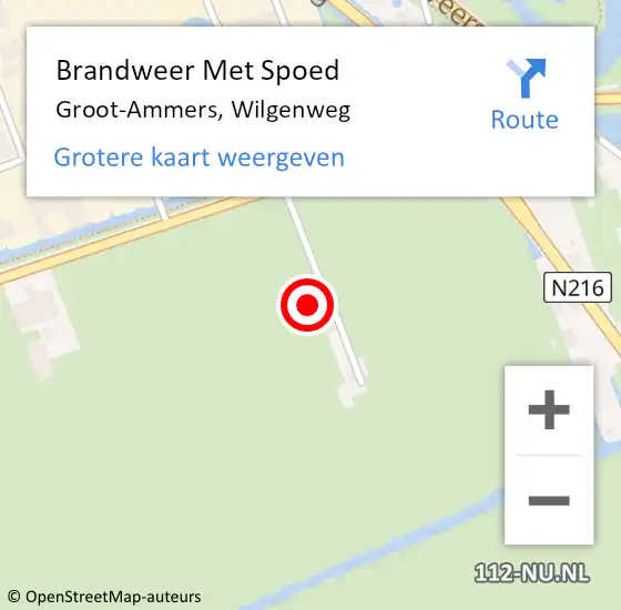 Locatie op kaart van de 112 melding: Brandweer Met Spoed Naar Groot-Ammers, Wilgenweg op 9 maart 2024 17:33