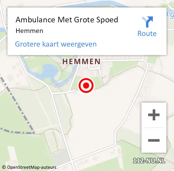 Locatie op kaart van de 112 melding: Ambulance Met Grote Spoed Naar Hemmen op 9 maart 2024 17:41