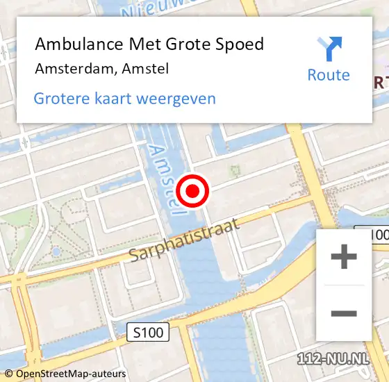 Locatie op kaart van de 112 melding: Ambulance Met Grote Spoed Naar Amsterdam, Amstel op 9 maart 2024 19:35