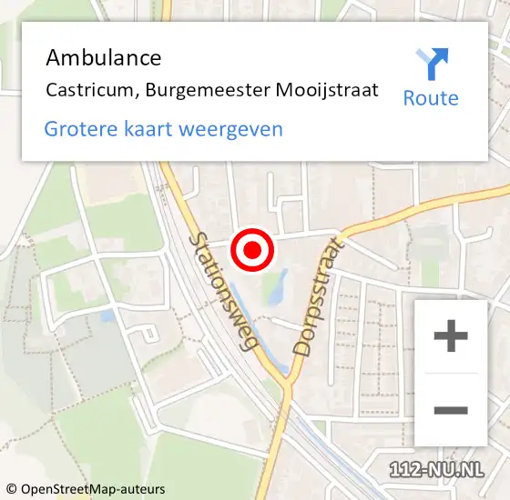 Locatie op kaart van de 112 melding: Ambulance Castricum, Burgemeester Mooijstraat op 9 maart 2024 20:06