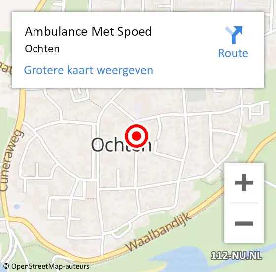 Locatie op kaart van de 112 melding: Ambulance Met Spoed Naar Ochten op 9 maart 2024 20:57
