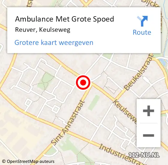 Locatie op kaart van de 112 melding: Ambulance Met Grote Spoed Naar Reuver, Keulseweg op 9 maart 2024 21:24