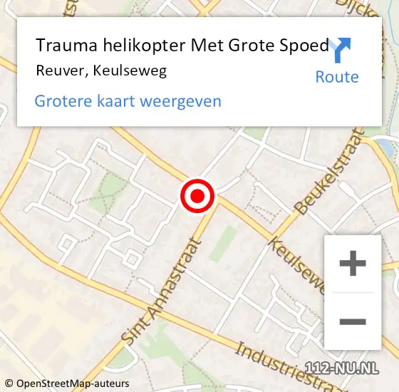 Locatie op kaart van de 112 melding: Trauma helikopter Met Grote Spoed Naar Reuver, Keulseweg op 9 maart 2024 21:25