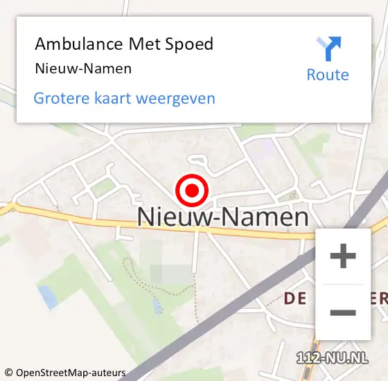 Locatie op kaart van de 112 melding: Ambulance Met Spoed Naar Nieuw-Namen op 9 maart 2024 22:43