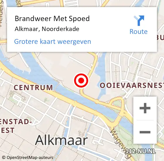 Locatie op kaart van de 112 melding: Brandweer Met Spoed Naar Alkmaar, Noorderkade op 9 maart 2024 22:45