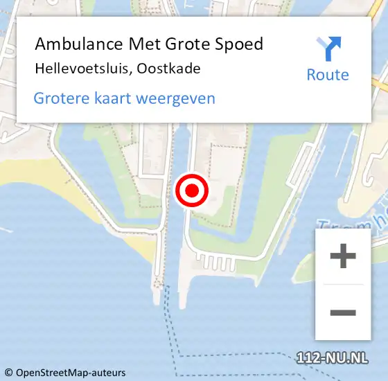 Locatie op kaart van de 112 melding: Ambulance Met Grote Spoed Naar Hellevoetsluis, Oostkade op 9 maart 2024 22:45