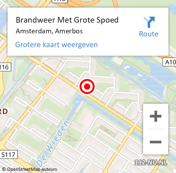 Locatie op kaart van de 112 melding: Brandweer Met Grote Spoed Naar Amsterdam, Amerbos op 9 maart 2024 23:16