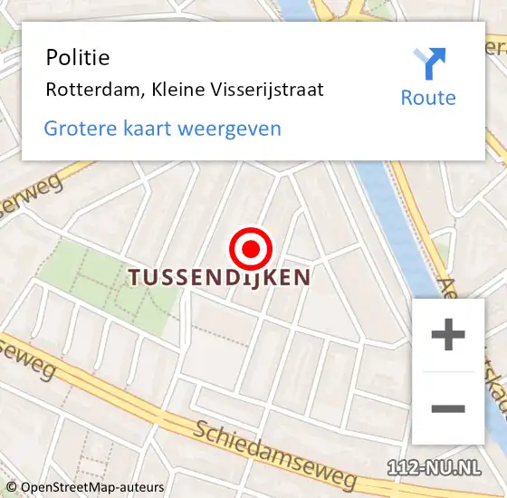 Locatie op kaart van de 112 melding: Politie Rotterdam, Kleine Visserijstraat op 10 maart 2024 00:05